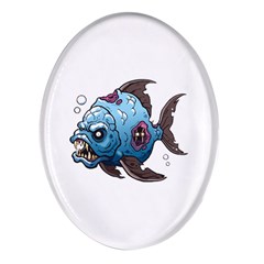 Piranha T-shirtwhite Look Calm Piranha 09 T-shirt Oval Glass Fridge Magnet (4 Pack) by EnriqueJohnson