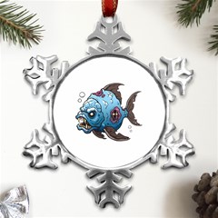 Piranha T-shirtwhite Look Calm Piranha 09 T-shirt Metal Small Snowflake Ornament by EnriqueJohnson