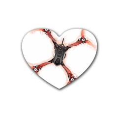 Freestyle Drone T- Shirt F P V Freestyle Drone Racing Drawing Artwork T- Shirt Rubber Heart Coaster (4 Pack) by ZUXUMI