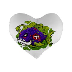 Piranha T-shirtwhite Look Calm Piranha 27 T-shirt Standard 16  Premium Heart Shape Cushions by EnriqueJohnson