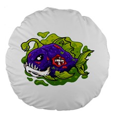 Piranha T-shirtwhite Look Calm Piranha 27 T-shirt Large 18  Premium Flano Round Cushions by EnriqueJohnson