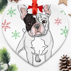 French Bulldog Christmas T- Shirt Christmas Santa Frenchie T- Shirt Ornament (heart) by ZUXUMI