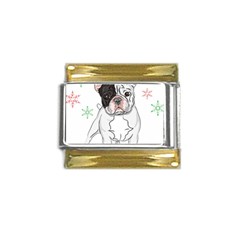 French Bulldog Christmas T- Shirt Christmas Santa Frenchie T- Shirt Gold Trim Italian Charm (9mm)