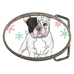 French Bulldog Christmas T- Shirt Christmas Santa Frenchie T- Shirt Belt Buckles by ZUXUMI