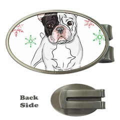 French Bulldog Christmas T- Shirt Christmas Santa Frenchie T- Shirt Money Clips (oval)  by ZUXUMI