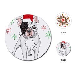 French Bulldog Christmas T- Shirt Christmas Santa Frenchie T- Shirt Playing Cards Single Design (round) by ZUXUMI