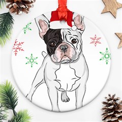 French Bulldog Christmas T- Shirt Christmas Santa Frenchie T- Shirt Round Ornament (two Sides)