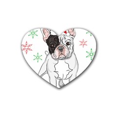 French Bulldog Christmas T- Shirt Christmas Santa Frenchie T- Shirt Rubber Heart Coaster (4 Pack) by ZUXUMI