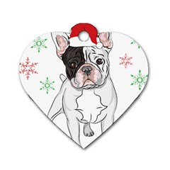 French Bulldog Christmas T- Shirt Christmas Santa Frenchie T- Shirt Dog Tag Heart (one Side) by ZUXUMI