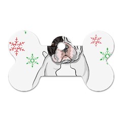 French Bulldog Christmas T- Shirt Christmas Santa Frenchie T- Shirt Dog Tag Bone (two Sides) by ZUXUMI