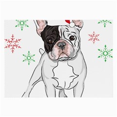 French Bulldog Christmas T- Shirt Christmas Santa Frenchie T- Shirt Large Glasses Cloth (2 Sides) by ZUXUMI