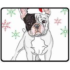 French Bulldog Christmas T- Shirt Christmas Santa Frenchie T- Shirt Fleece Blanket (medium) by ZUXUMI