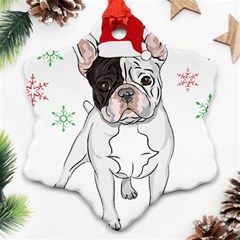 French Bulldog Christmas T- Shirt Christmas Santa Frenchie T- Shirt Ornament (snowflake) by ZUXUMI