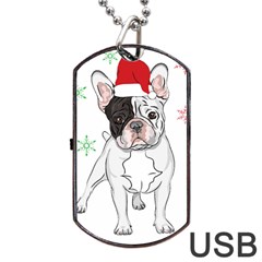 French Bulldog Christmas T- Shirt Christmas Santa Frenchie T- Shirt Dog Tag Usb Flash (two Sides) by ZUXUMI