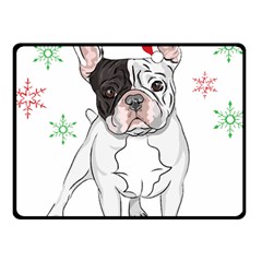 French Bulldog Christmas T- Shirt Christmas Santa Frenchie T- Shirt Two Sides Fleece Blanket (small) by ZUXUMI