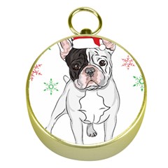 French Bulldog Christmas T- Shirt Christmas Santa Frenchie T- Shirt Gold Compasses by ZUXUMI