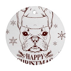 French Bulldog Christmas T- Shirt Happy Christmas Santa Frenchie T- Shirt Ornament (round)