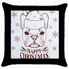 French Bulldog Christmas T- Shirt Happy Christmas Santa Frenchie T- Shirt Throw Pillow Case (black) by ZUXUMI