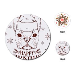 French Bulldog Christmas T- Shirt Happy Christmas Santa Frenchie T- Shirt Playing Cards Single Design (round) by ZUXUMI