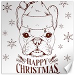 French Bulldog Christmas T- Shirt Happy Christmas Santa Frenchie T- Shirt Canvas 16  x 16  15.2 x15.41  Canvas - 1