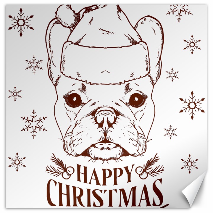 French Bulldog Christmas T- Shirt Happy Christmas Santa Frenchie T- Shirt Canvas 16  x 16 