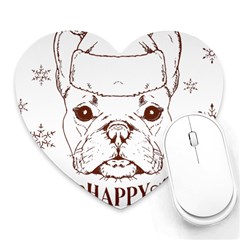 French Bulldog Christmas T- Shirt Happy Christmas Santa Frenchie T- Shirt Heart Mousepad by ZUXUMI