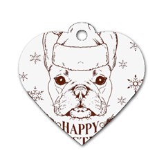 French Bulldog Christmas T- Shirt Happy Christmas Santa Frenchie T- Shirt Dog Tag Heart (one Side) by ZUXUMI