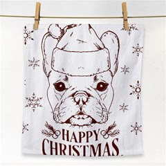 French Bulldog Christmas T- Shirt Happy Christmas Santa Frenchie T- Shirt Face Towel by ZUXUMI