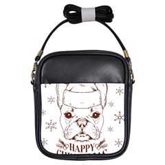 French Bulldog Christmas T- Shirt Happy Christmas Santa Frenchie T- Shirt Girls Sling Bag by ZUXUMI