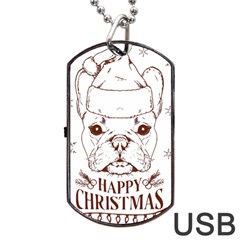 French Bulldog Christmas T- Shirt Happy Christmas Santa Frenchie T- Shirt Dog Tag Usb Flash (two Sides) by ZUXUMI