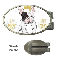 French Bulldog Christmas T- Shirt Happy New Year Frenchie Bulldog T- Shirt Money Clips (oval)  by ZUXUMI