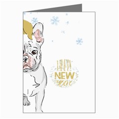 French Bulldog Christmas T- Shirt Happy New Year Frenchie Bulldog T- Shirt Greeting Card by ZUXUMI