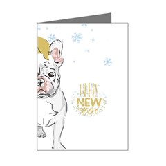 French Bulldog Christmas T- Shirt Happy New Year Frenchie Bulldog T- Shirt Mini Greeting Card by ZUXUMI