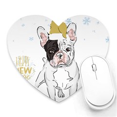 French Bulldog Christmas T- Shirt Happy New Year Frenchie Bulldog T- Shirt Heart Mousepad by ZUXUMI