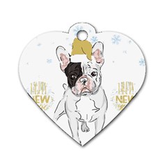 French Bulldog Christmas T- Shirt Happy New Year Frenchie Bulldog T- Shirt Dog Tag Heart (one Side) by ZUXUMI