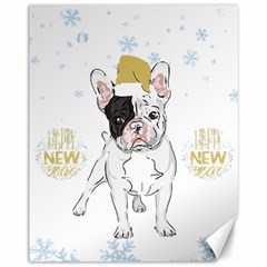 French Bulldog Christmas T- Shirt Happy New Year Frenchie Bulldog T- Shirt Canvas 11  X 14  by ZUXUMI