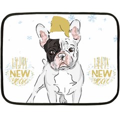 French Bulldog Christmas T- Shirt Happy New Year Frenchie Bulldog T- Shirt Two Sides Fleece Blanket (mini) by ZUXUMI