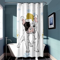 French Bulldog Christmas T- Shirt Happy New Year Frenchie Bulldog T- Shirt Shower Curtain 36  X 72  (stall)  by ZUXUMI