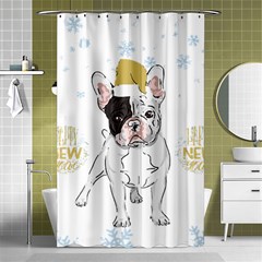 French Bulldog Christmas T- Shirt Happy New Year Frenchie Bulldog T- Shirt Shower Curtain 48  X 72  (small)  by ZUXUMI