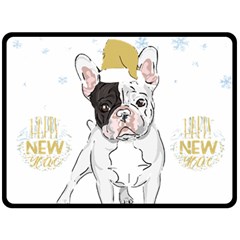 French Bulldog Christmas T- Shirt Happy New Year Frenchie Bulldog T- Shirt Two Sides Fleece Blanket (large) by ZUXUMI