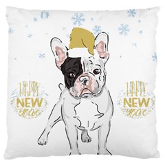 French Bulldog Christmas T- Shirt Happy New Year Frenchie Bulldog T- Shirt Standard Premium Plush Fleece Cushion Case (two Sides) by ZUXUMI