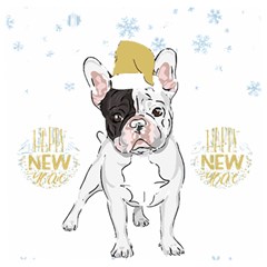 French Bulldog Christmas T- Shirt Happy New Year Frenchie Bulldog T- Shirt Wooden Puzzle Square by ZUXUMI