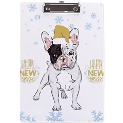 French Bulldog Christmas T- Shirt Happy New Year Frenchie Bulldog T- Shirt A4 Acrylic Clipboard by ZUXUMI