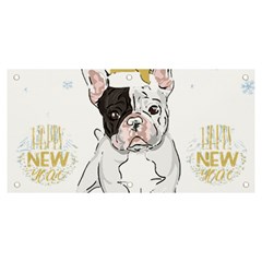 French Bulldog Christmas T- Shirt Happy New Year Frenchie Bulldog T- Shirt Banner And Sign 6  X 3  by ZUXUMI