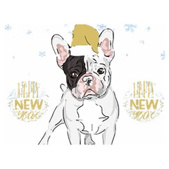 French Bulldog Christmas T- Shirt Happy New Year Frenchie Bulldog T- Shirt Two Sides Premium Plush Fleece Blanket (extra Small) by ZUXUMI