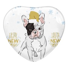 French Bulldog Christmas T- Shirt Happy New Year Frenchie Bulldog T- Shirt Heart Glass Fridge Magnet (4 Pack) by ZUXUMI