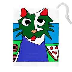 Pizza Donut Loving Cat Doing Cute Thing T-shirtpizza Donut Loving Cat Doing Cute Things T-shirt Drawstring Pouch (5xl) by EnriqueJohnson