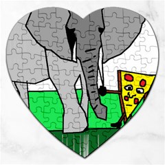 Pizza With Elephant Doing Cute Things T-shirtpizza With Elephant Doing Cute Things T-shirt Jigsaw Puzzle (heart) by EnriqueJohnson