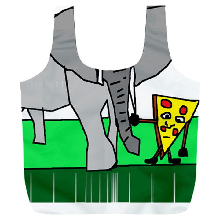 Pizza With Elephant Doing Cute Things T-shirtpizza With Elephant Doing Cute Things T-shirt Full Print Recycle Bag (XXXL)