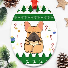 French Bulldog T- Shirt Cute French Bulldog Christmas T- Shirt (1) Ornament (oval) by ZUXUMI